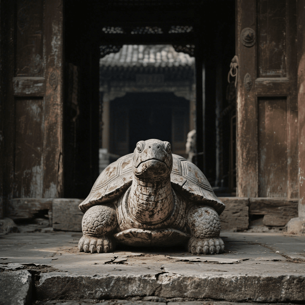 Ancient stone stele covered in moss