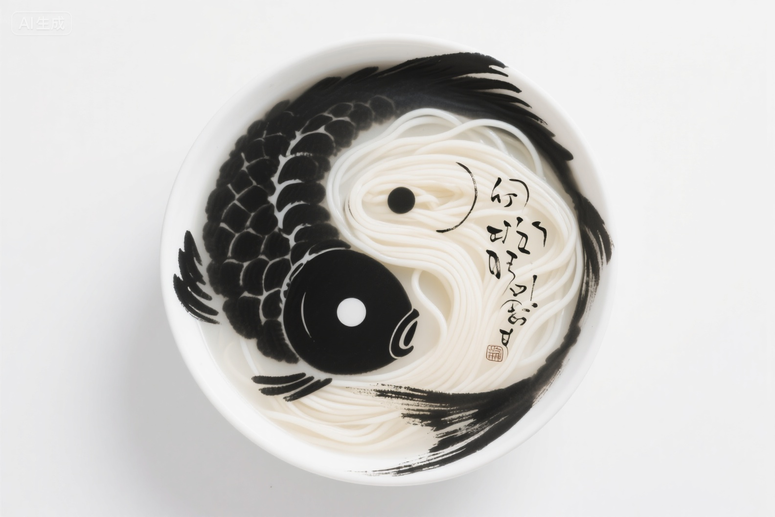 Minimal yin-yang formed by food; food as philosophy in Chinese aesthetics.