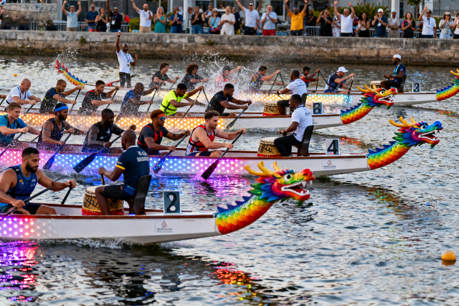 International dragon boat festival venue with boats and grandstands