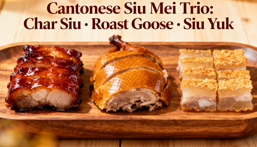 Cantonese Siu Mei Trio: Char Siu · Roast Goose · Siu Yuk